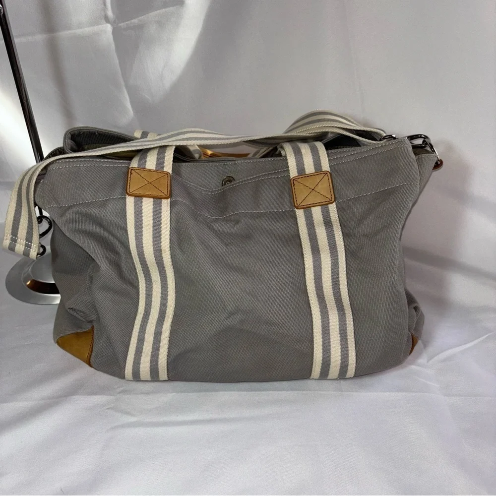 Pottery Barn Kids Gray and Brown Classic Baby Diaper Bag with Initial C